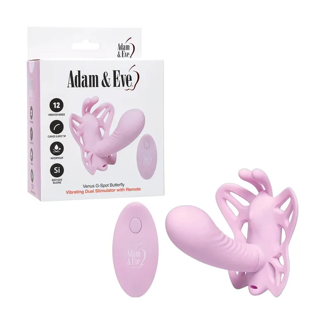 Periwinkle Adam and Eve Venus butterfly vibrator with remote and retail box