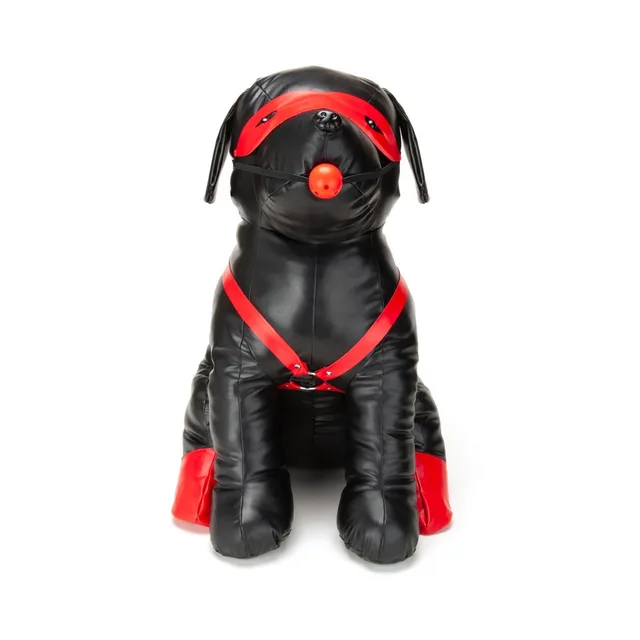 Front view of black Prowler RED Bandit dog figure with red gear