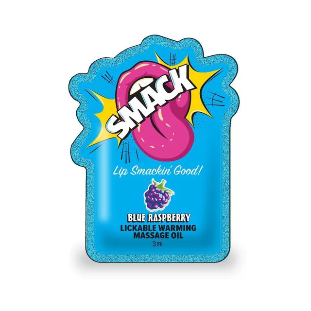 Front of blue Smack 3 mL massage oil pouch