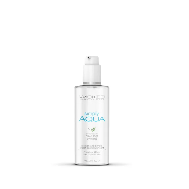 Front view of Wicked Simply Aqua 2.3-ounce pump bottle