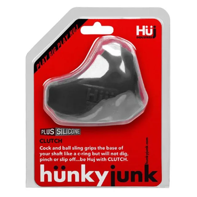 Oxballs Hunkyjunk CLUTCH black cock-and-ball sling on red retail card