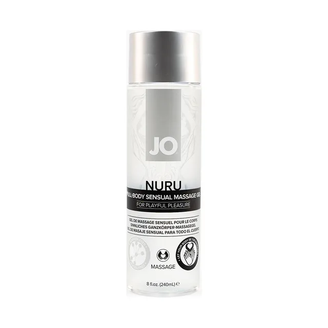 System JO Nuru Massage Gel 8 oz silver pump bottle front