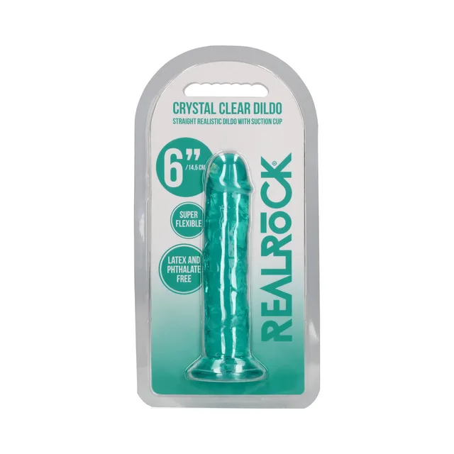 RealRock turquoise Straight 6-inch dildo retail pack
