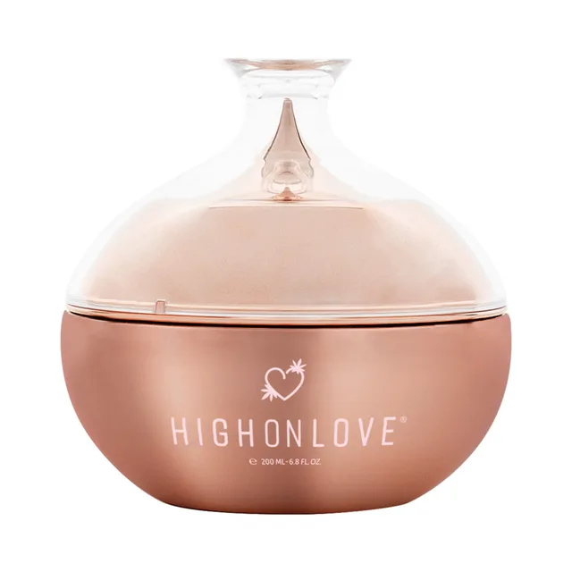 front view of round rose-gold HighOnLove Canna Body Butter jar