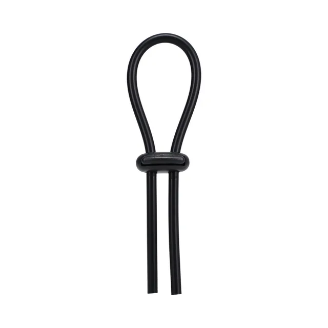 Rock Solid Black Silicone Double Lock Lasso front view with loop and two pull ends