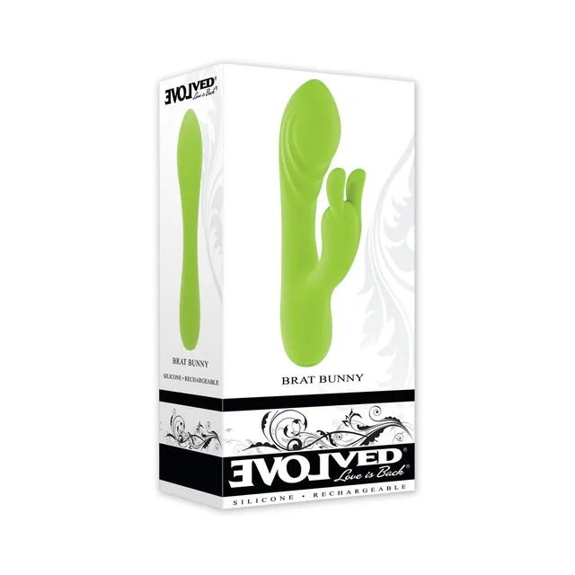 Evolved Brat Bunny green vibrator in white retail box