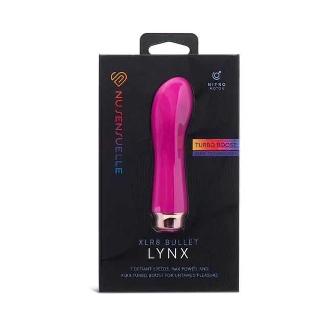 Nu Sensuelle Lynx magenta curved bullet vibrator in black box