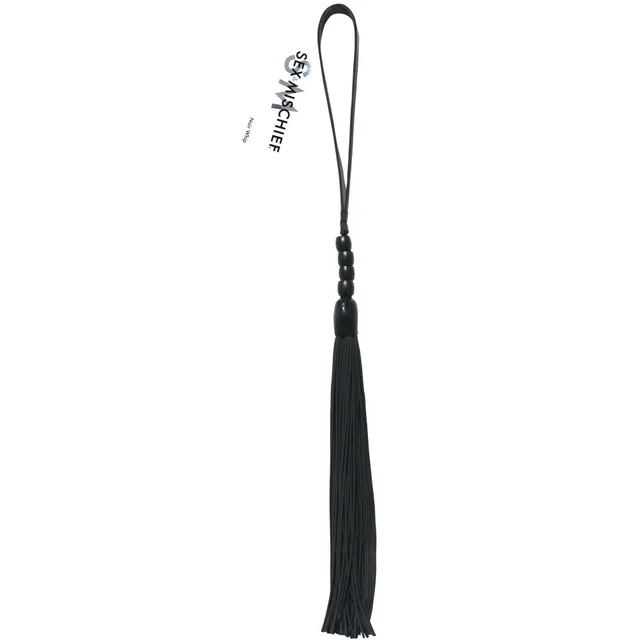 Sex and Mischief Noir Whip full black flogger with wrist loop and tassels