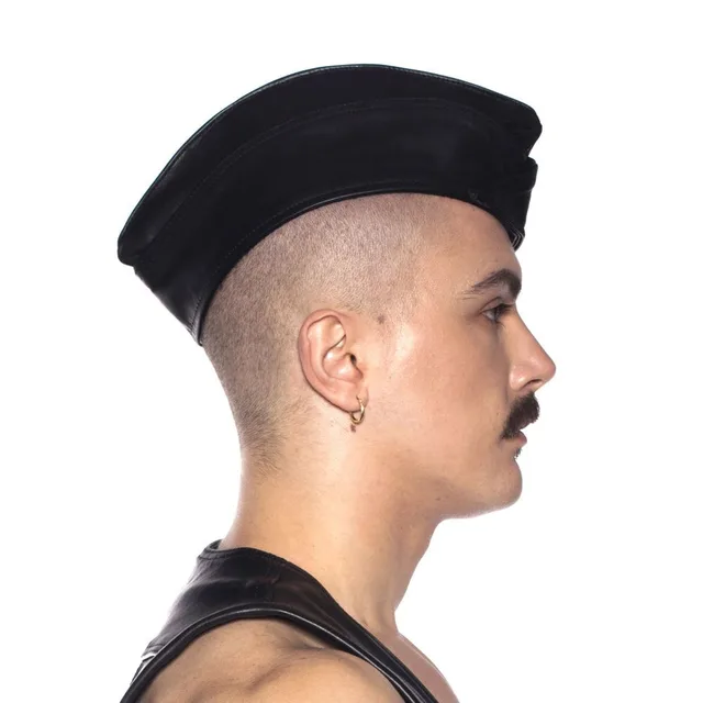 Three-quarter view of black Prowler RED Triangle cap in S