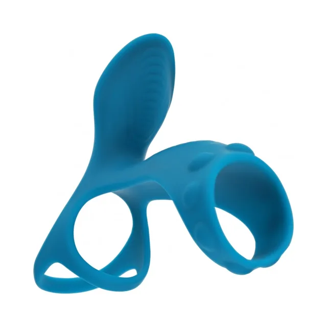 Teal LEVELZ dual-loop ring with textured upright paddle