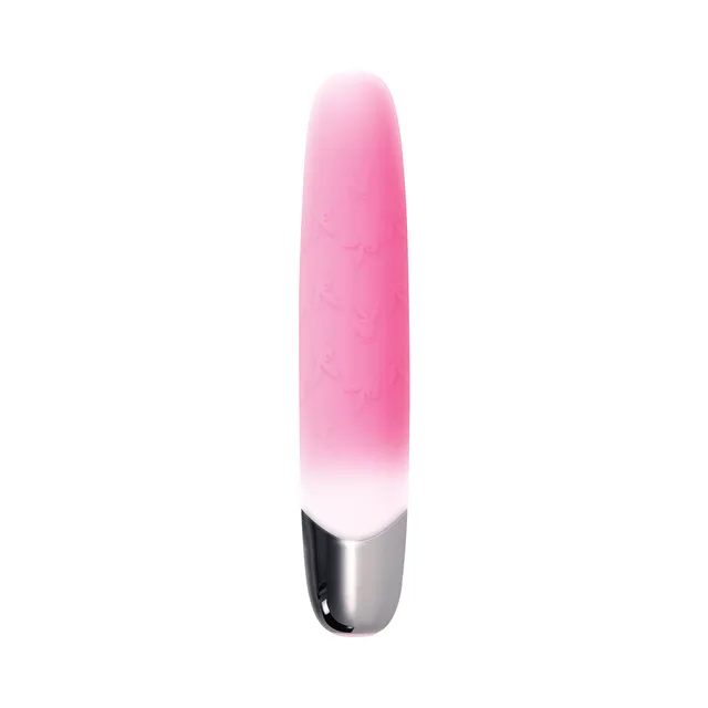 Playboy Bunnies On Parade pink bullet vibrator straight front view with bunny embossing