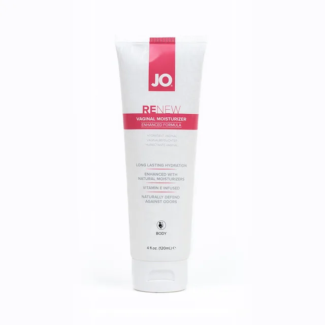 System JO Renew 4 oz moisturizer in white squeeze tube with red front label