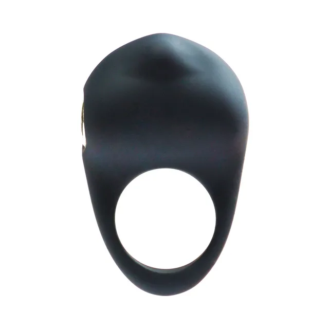 Black VeDO Roq rechargeable vibrating ring front view of oval loop and raised tip