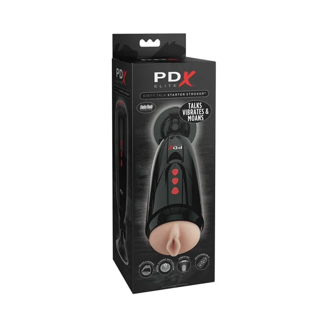 PDX Elite Dirty Talk Black Stroker in retail box