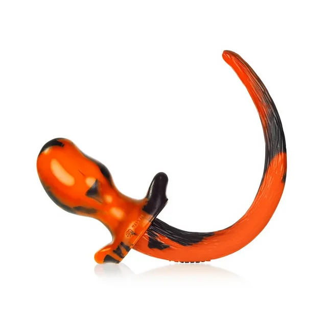 side view of glossy swirled Beagle tail plug and rounded base