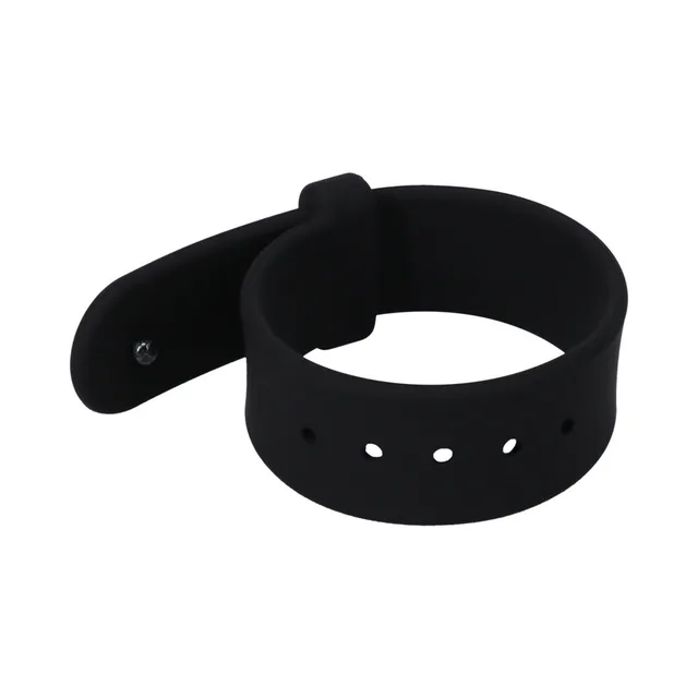Open black silicone belt ring with sizing holes