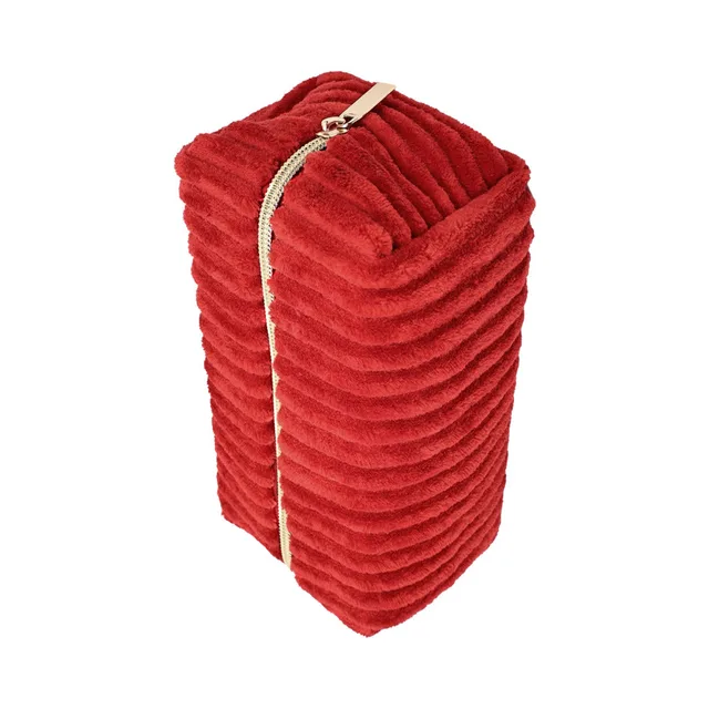 Adam and Eve ribbed plush toy storage bag upright view with the zipper closed