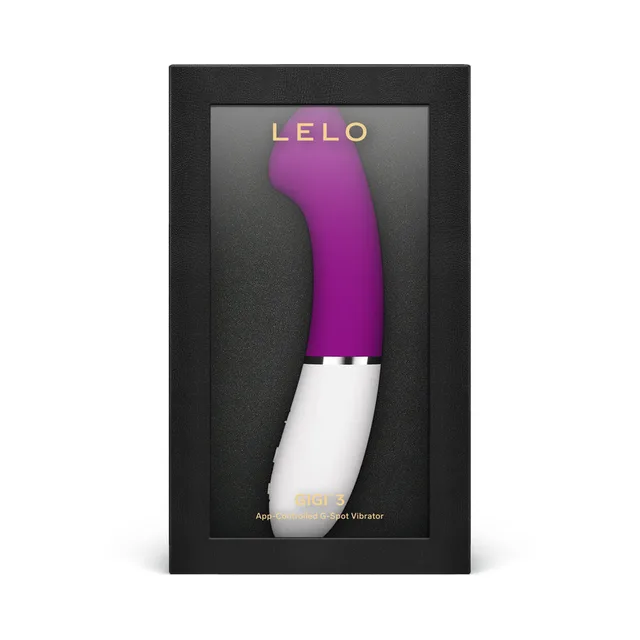 Deep-rose LELO GIGI 3 displayed upright in black window box