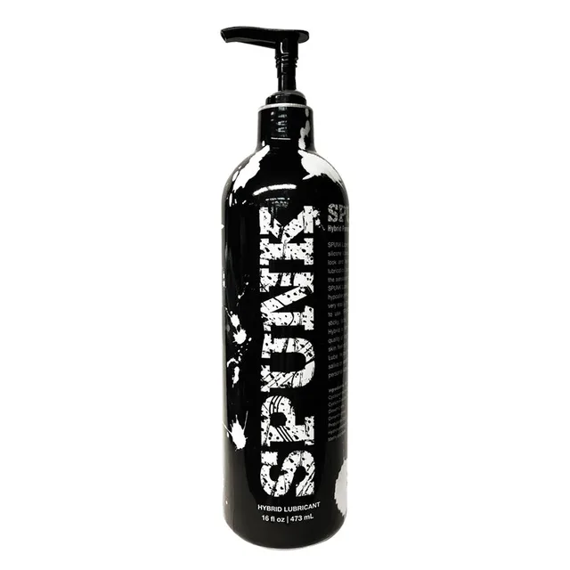Spunk Lube Hybrid 16 oz large black pump bottle with white branding