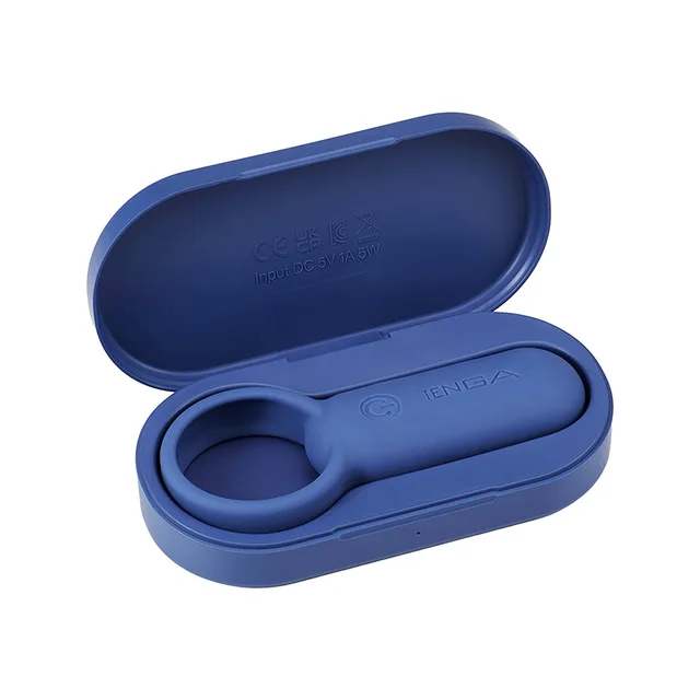 TENGA paiRING indigo resting inside open oval case