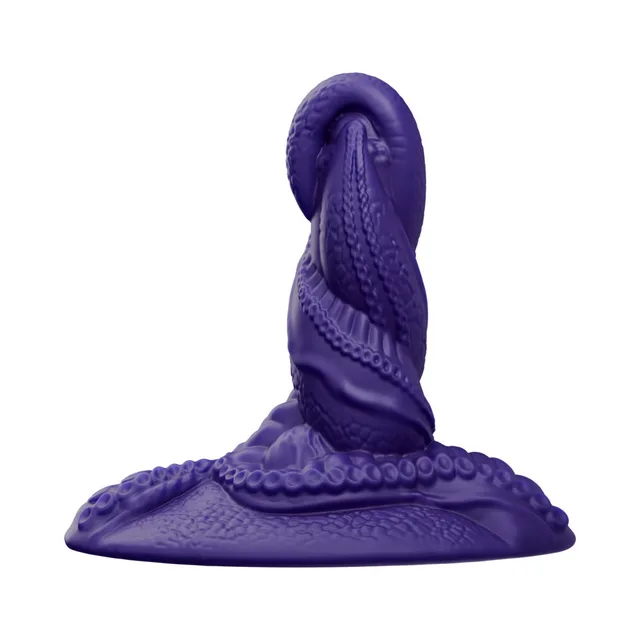 Tentra Twyss purple twisted-tentacle grinder front-left view on wide base