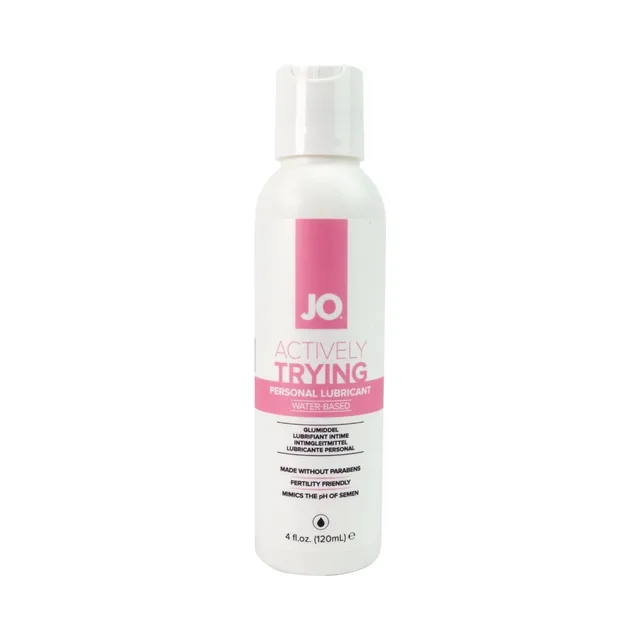 JO Actively Trying water-based personal lubricant in white 4 fl oz bottle