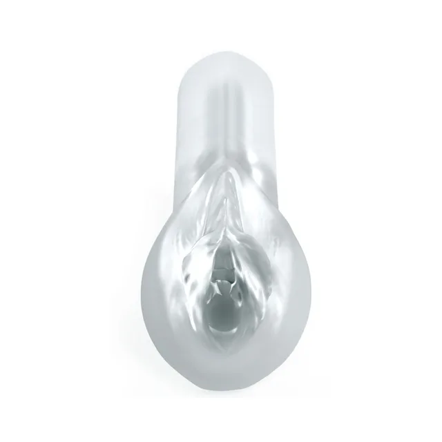 PDX Extreme Sorority Snatch clear compact stroker upright view of molded oval opening