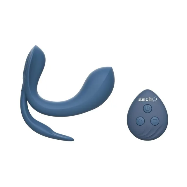 Adam & Eve blue triple stimulator front view with oval remote