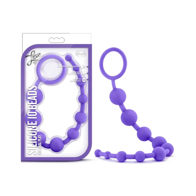 Blush Luxe Purple 10-Bead Strand purple bead strand beside white retail card