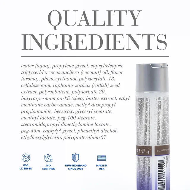 System JO Coconut Hybrid Cooling 4 oz ingredients panel with bottle rear