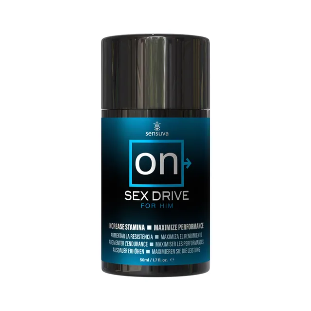 Sensuva ON for Him black cylindrical bottle front