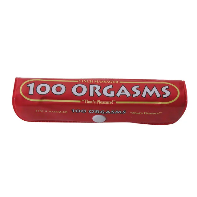 Little Genie 100 Orgasms Massager in compact red cylindrical case