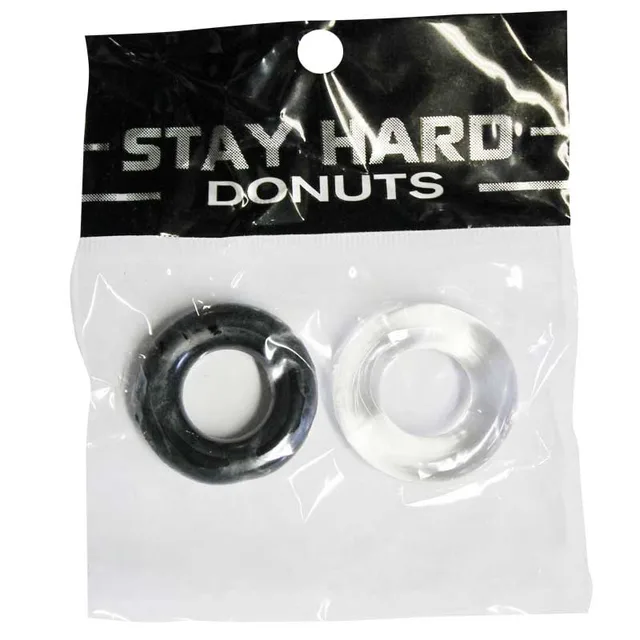 Si Power Stretch Donut Rings black and clear rings inside hanging bag