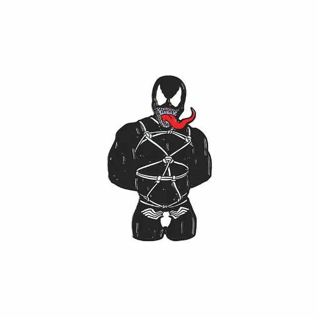 Geeky and Kinky The Rival enamel pin with black mask and red tongue
