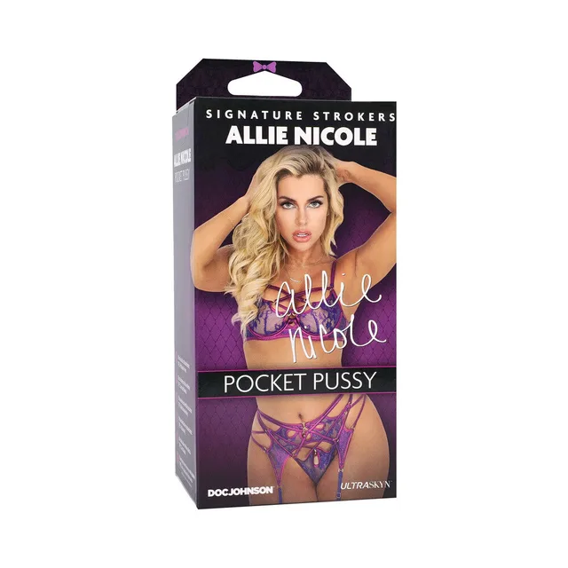 Doc Johnson Allie Nicole Signature Stroker black and purple portrait retail box