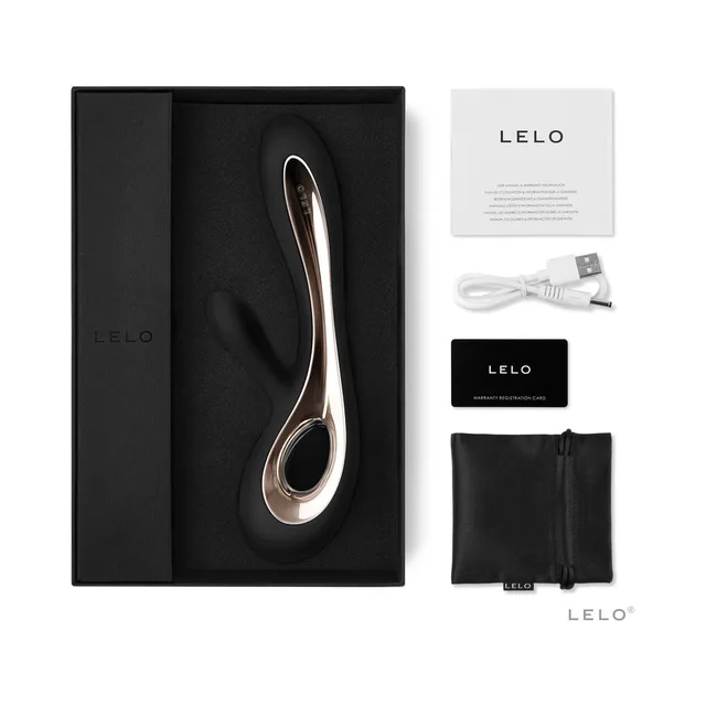 Black LELO SORAYA 2 set with box, cable, card and pouch