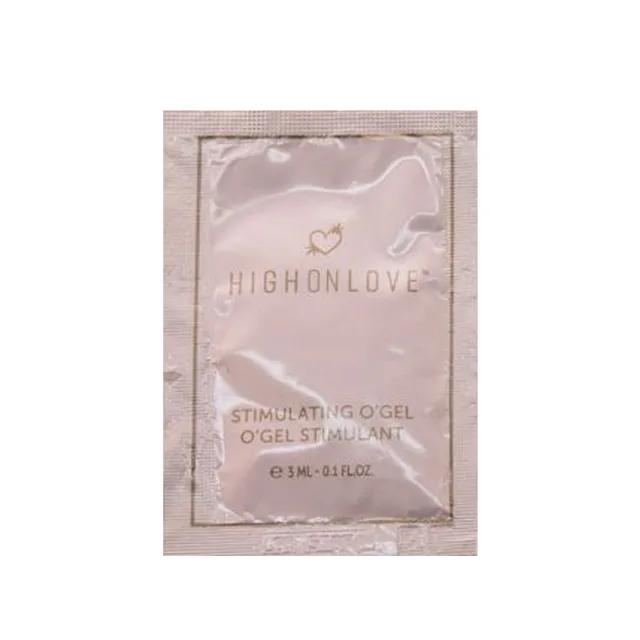 pale pink HighOnLove O Gel single-use pillow pack with rose-gold text