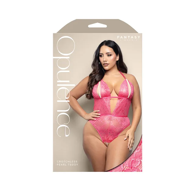 Fantasy Lingerie hot pink split-cup teddy Queen retail box