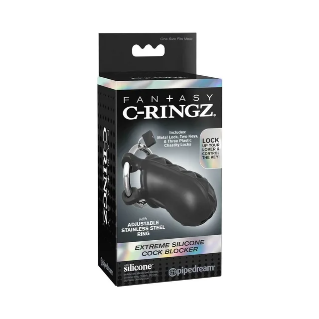 Fantasy C-Ringz Black Silicone Locking Cage black retail box front