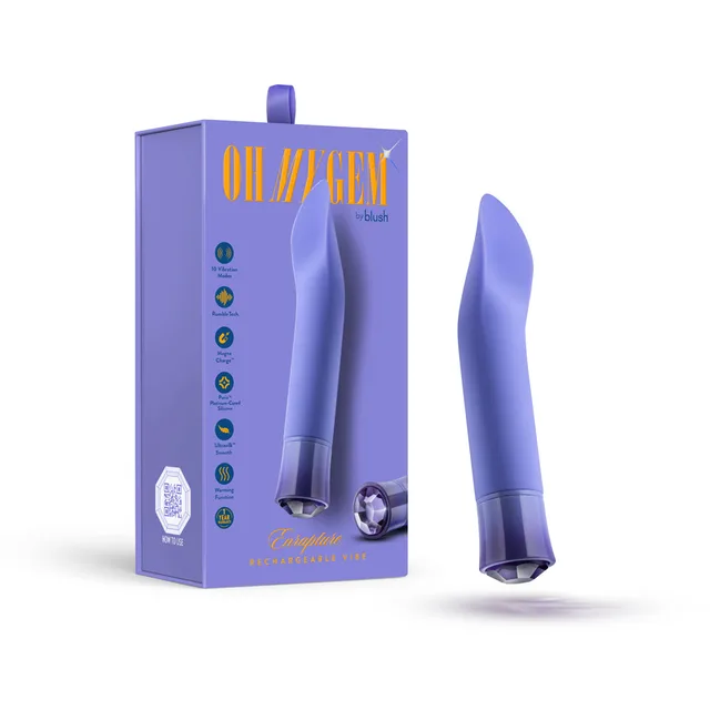 periwinkle Oh My Gem Enrapture vibrator with lavender retail box