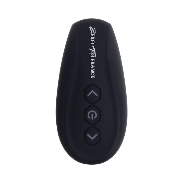 Front of black oval Mr Prostate remote with arrow and center buttons