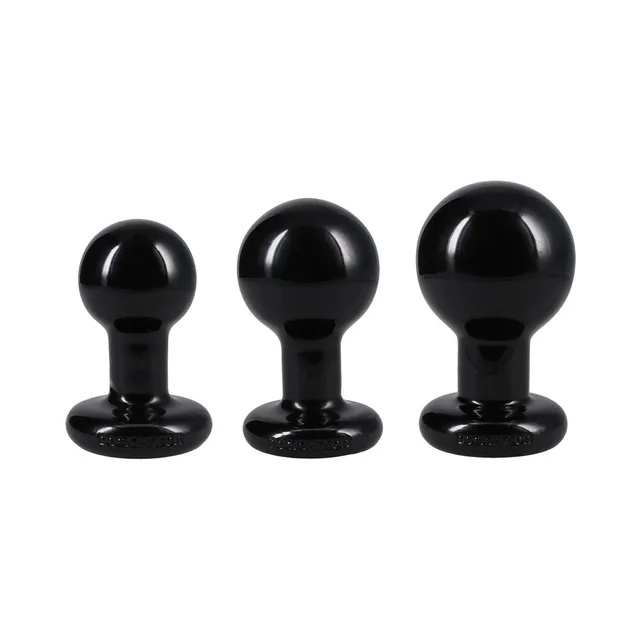 Doc Johnson Classic Round black three-piece plug set three graduated plugs together