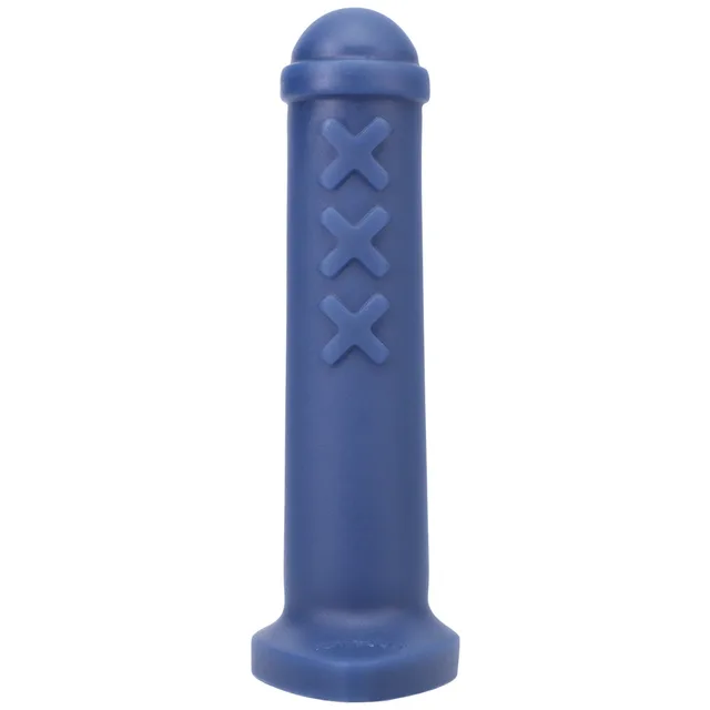 Front view of ocean blue Amsterdam Junior with raised triple-X motif