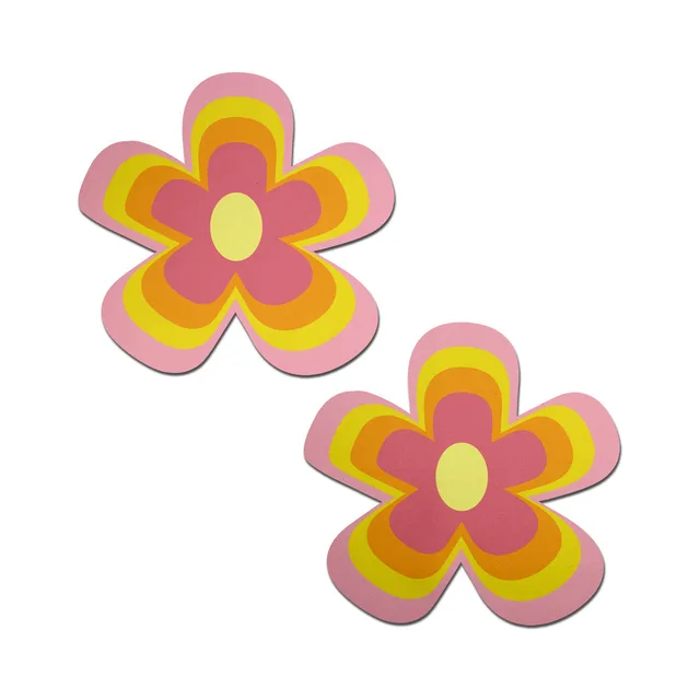Pastease Pink Lemonade layered retro flower vinyl pasties in two designs