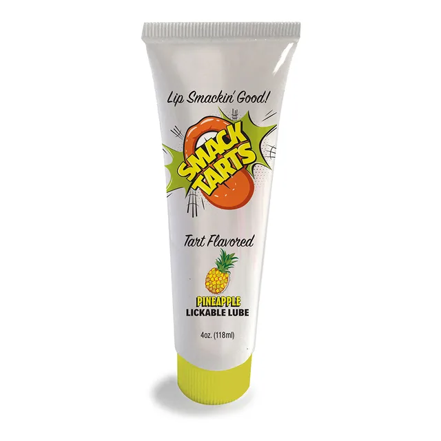 white Smack Tarts Sour Pineapple 4 oz tube with lime cap and fruit graphic