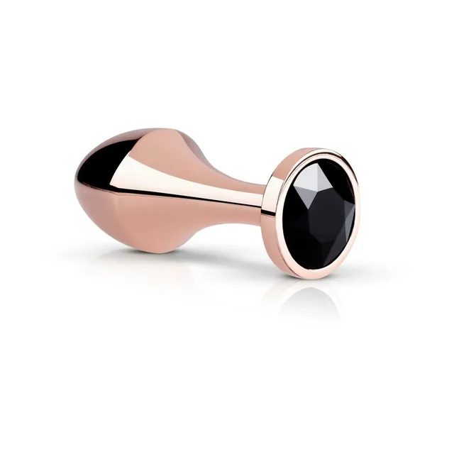 rose-gold Nouveau butt plug with tapered body and black faceted crystal base