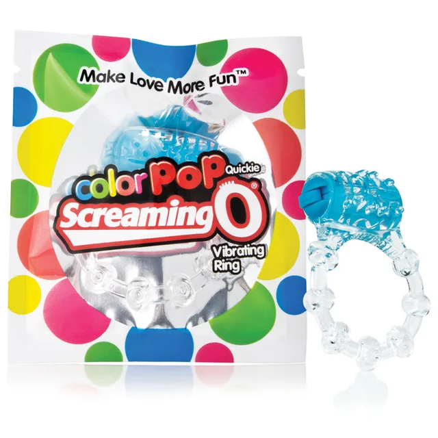 Screaming O Color Pop Quickie clear ring with blue vibrator and package