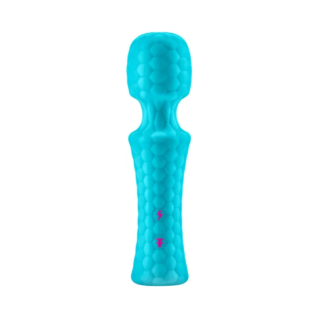 Front view of textured turquoise FemmeFunn mini wand