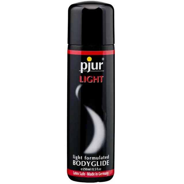 Pjur Light 8.5 oz silicone lubricant in tall black bottle