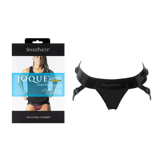 black Size B SpareParts Joque Cover double-strap harness beside retail package